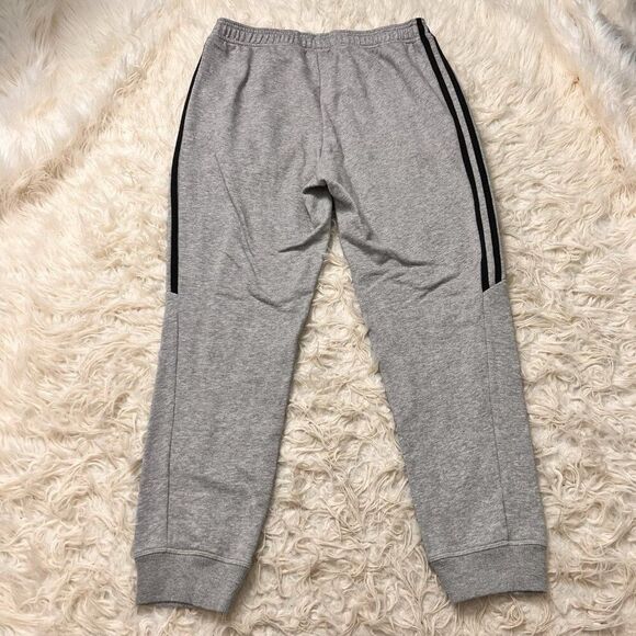 Adidas Men's Medium Essential Joggers Pants Grey & Black Striped Sweatpants - Picture 2 of 10